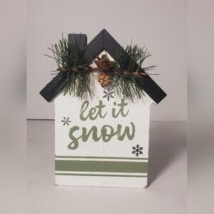 Christmas Wooden "Let It Snow" House Plaque Holiday Home Decor 6 Inches